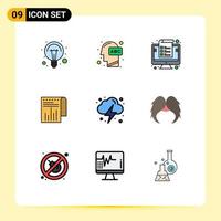 Set of 9 Modern UI Icons Symbols Signs for modern business knowledge percent invoice Editable Vector Design Elements