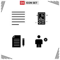 Group of 4 Modern Solid Glyphs Set for align document electronics kids file Editable Vector Design Elements