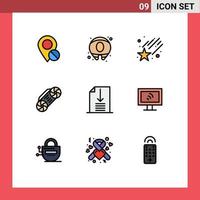 9 Creative Icons Modern Signs and Symbols of computer office falling down music Editable Vector Design Elements