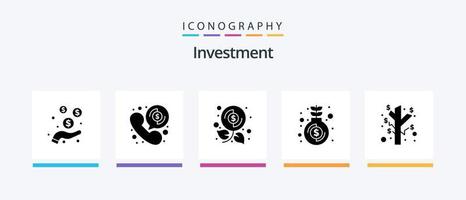 Investment Glyph 5 Icon Pack Including investment. growth. budget. money. fund. Creative Icons Design vector