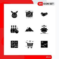 9 Universal Solid Glyphs Set for Web and Mobile Applications play ball agreement game partner Editable Vector Design Elements