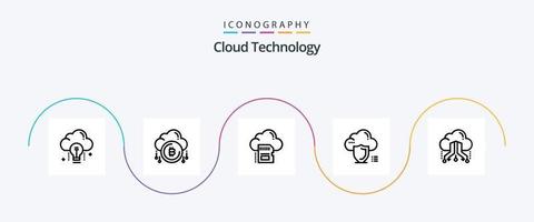 Cloud Technology Line 5 Icon Pack Including shield. cloud. bitcoind. archive. data vector