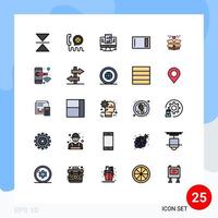 25 User Interface Filled line Flat Color Pack of modern Signs and Symbols of home ware chopping report board data Editable Vector Design Elements