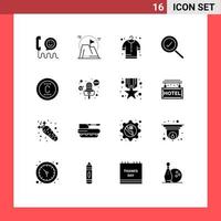 Editable Vector Line Pack of 16 Simple Solid Glyphs of protection search mission found shopping Editable Vector Design Elements