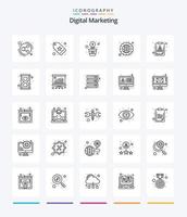 Creative Digital Marketing 25 OutLine icon pack  Such As clipboard. . dollar. settings. data management vector