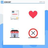 4 Thematic Vector Flat Icons and Editable Symbols of contract building agreement heart real Editable Vector Design Elements