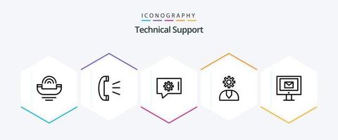 Technical Support 25 Line icon pack including computer. service. customer support. help. call vector