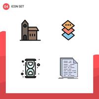 Modern Set of 4 Filledline Flat Colors Pictograph of building lab historic plane convert Editable Vector Design Elements