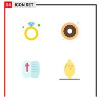 4 Flat Icon concept for Websites Mobile and Apps diamond open gift food nature Editable Vector Design Elements