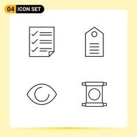 4 User Interface Line Pack of modern Signs and Symbols of checkmarks wear page clothing face Editable Vector Design Elements