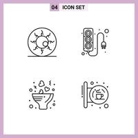 Pictogram Set of 4 Simple Filledline Flat Colors of bloody eyeball bouquet retina plug love Editable Vector Design Elements