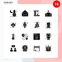 16 User Interface Solid Glyph Pack of modern Signs and Symbols of honey bee coffee toy rc Editable Vector Design Elements