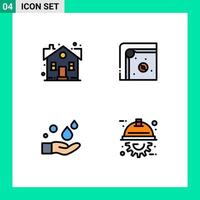 Modern Set of 4 Filledline Flat Colors and symbols such as building cleaning sweet home fun soap Editable Vector Design Elements