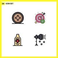 4 Universal Filledline Flat Colors Set for Web and Mobile Applications bakery wrong food miss autumn Editable Vector Design Elements