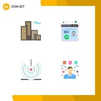 4 Flat Icon concept for Websites Mobile and Apps apartment signal http air designing Editable Vector Design Elements