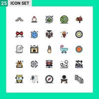 25 User Interface Filled line Flat Color Pack of modern Signs and Symbols of letter mail flower mail box night Editable Vector Design Elements