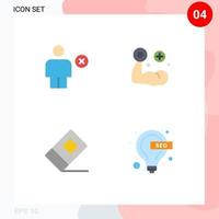 Pictogram Set of 4 Simple Flat Icons of avatar education human hand stationary Editable Vector Design Elements