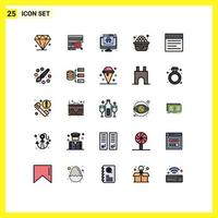 Set of 25 Modern UI Icons Symbols Signs for tabs egg graph diet data Editable Vector Design Elements