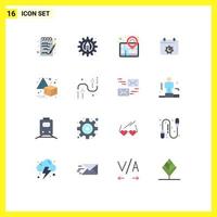 Modern Set of 16 Flat Colors and symbols such as coding horizontal pin flip islamic Editable Pack of Creative Vector Design Elements