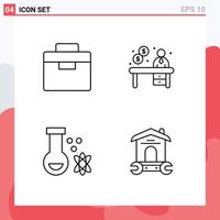 Modern Set of 4 Filledline Flat Colors Pictograph of box potion toolbox office space Editable Vector Design Elements