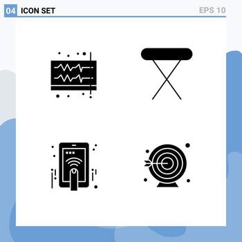 4 4 universal sólido glifos conjunto para web y móvil aplicaciones audio mano volumen hogar toque editable vector diseño elementos