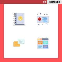 Universal Icon Symbols Group of 4 Modern Flat Icons of notebook popup chat chat film Editable Vector Design Elements