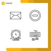 Line Pack of 4 Universal Symbols of mail dollar message ui time Editable Vector Design Elements