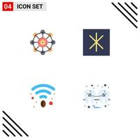 User Interface Pack of 4 Basic Flat Icons of learning wifi scince refrigerator filling Editable Vector Design Elements