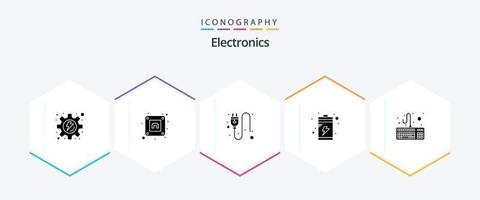 electrónica 25 glifo icono paquete incluso . . enchufe. teclado. computadora vector