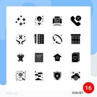 Set of 16 Modern UI Icons Symbols Signs for remove mobile ad contact tabletop display Editable Vector Design Elements