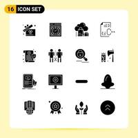 16 Universal Solid Glyphs Set for Web and Mobile Applications file develop cloud coding online Editable Vector Design Elements