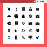 Modern Set of 25 Solid Glyphs Pictograph of programing design kitchen coding process Editable Vector Design Elements