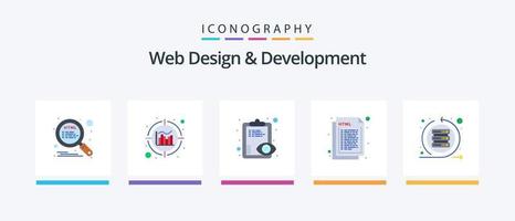 Web Design And Development Flat 5 Icon Pack Including iteration. web. overview. web. design. Creative Icons Design vector