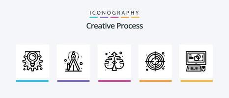 creativo proceso línea 5 5 icono paquete incluso acuarela. creativo. idea. capas. proceso. creativo íconos diseño vector