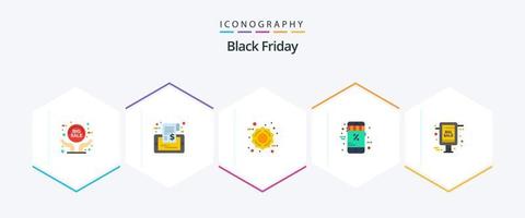 Black Friday 25 Flat icon pack including grand sale. discount. tag. christmas. online vector