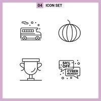 Modern Set of 4 Filledline Flat Colors and symbols such as bus discount pumpkin award message Editable Vector Design Elements