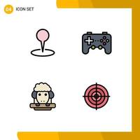 4 Thematic Vector Filledline Flat Colors and Editable Symbols of location lamb pin game spring Editable Vector Design Elements