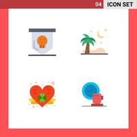 4 Flat Icon concept for Websites Mobile and Apps board heart skull palm coffee Editable Vector Design Elements