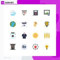 Set of 16 Modern UI Icons Symbols Signs for security cam weighing machine nature earth Editable Pack of Creative Vector Design Elements