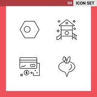 Set of 4 Modern UI Icons Symbols Signs for asian play country kids card Editable Vector Design Elements