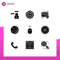 9 Creative Icons Modern Signs and Symbols of computer mouse briefcase basketball education Editable Vector Design Elements