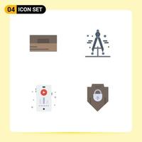 4 Thematic Vector Flat Icons and Editable Symbols of accessories hobby wallet science password Editable Vector Design Elements