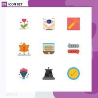 Group of 9 Modern Flat Colors Set for gate giving product thanks retouch Editable Vector Design Elements