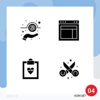 Universal Icon Symbols Group of 4 Modern Solid Glyphs of email cardiogram support site results Editable Vector Design Elements