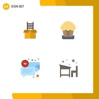 Group of 4 Modern Flat Icons Set for box chat climb food message Editable Vector Design Elements