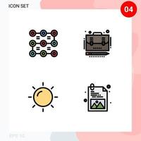 User Interface Pack of 4 Basic Filledline Flat Colors of lock summer security portfolio vacation Editable Vector Design Elements