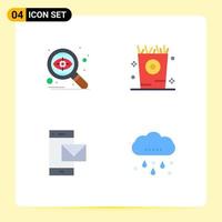 Group of 4 Modern Flat Icons Set for search message eye kid phone Editable Vector Design Elements