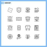 Modern Set of 16 Outlines Pictograph of mountain balloon software adventure layout Editable Vector Design Elements