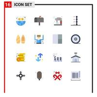 Mobile Interface Flat Color Set of 16 Pictograms of sports skate internet transmission auto Editable Pack of Creative Vector Design Elements