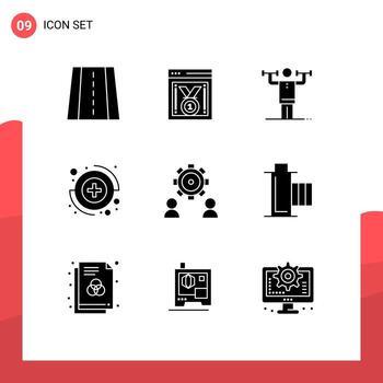 9 User Interface Solid Glyph Pack of modern Signs and Symbols of preference configure discipline sign capture Editable Vector Design Elements